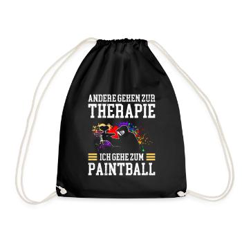 Andere gehen zur Therapie ich geh zum Paintball - Turnbeutel - Schwarz - Vorne