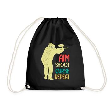 Aim Shooting Curse again Paintball - Drawstring Bag - black - Front
