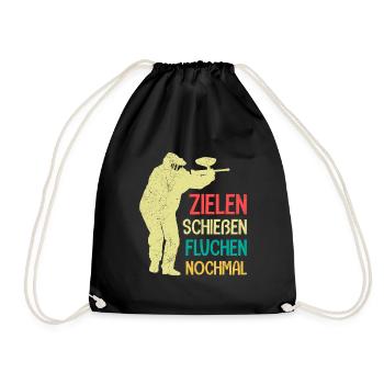 Zielen Schießen Fluchen nochmal Paintball - Turnbeutel - Schwarz - Vorne