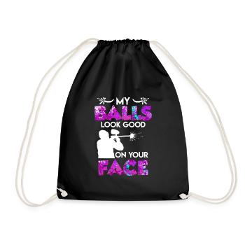 My Balls look Good on your Face Paintball - Drawstring Bag - black - Front