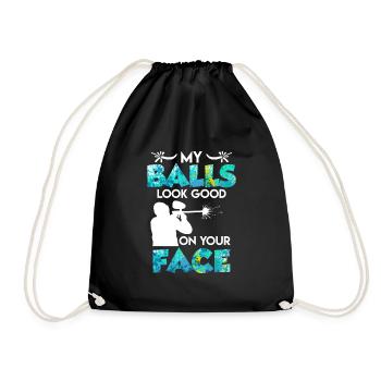 My Balls look Good on your Face Paintball - Drawstring Bag - black - Front