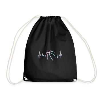 Basketball Heartbeat Basketball Player - Drawstring Bag - black - Front