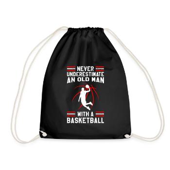 Never underestimate old man with basketball - Drawstring Bag - black - Front