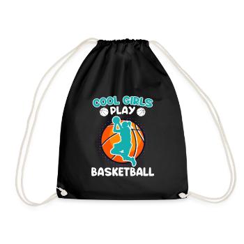 Coole Mädchen spielen Basketball Basketballerin - Turnbeutel - Schwarz - Vorne