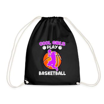 Coole Mädchen spielen Basketball Basketballerin - Turnbeutel - Schwarz - Vorne