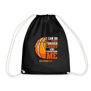 Basketball Bible Quote I can do all the things - Drawstring Bag - black - Front