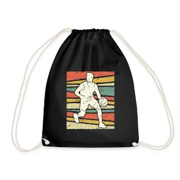 Retro Basketballer Basketball - Drawstring Bag - black - Front