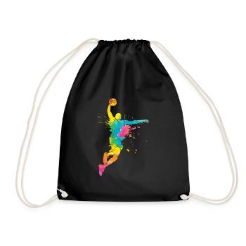 Basketball Dunking Art Basketball Player - Drawstring Bag - black - Front