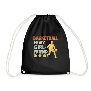 Basketball is my Girlfried Single Basketballer - Drawstring Bag - black - Front