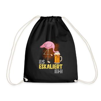 Es eskaliert eh Biertrinker Flamingo Malle - Turnbeutel - Schwarz - Vorne
