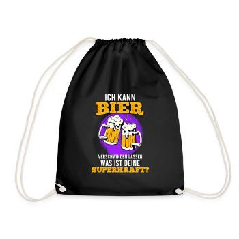 Bier verschwinden lassen Superpower - Turnbeutel - Schwarz - Vorne