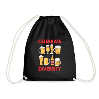 Celebrate Diversity Bier Biertrinker Craftbier - Turnbeutel - Schwarz - Vorne