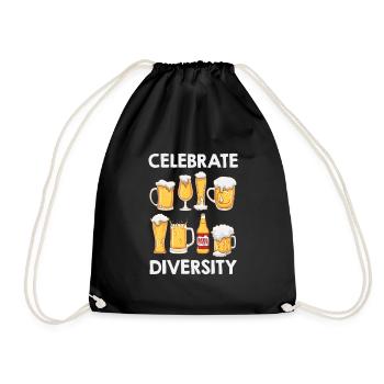 Celebrate Diversity Bier Biertrinker Craftbier - Turnbeutel - Schwarz - Vorne