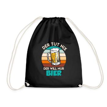 He doesn't do anything he just wants to drink beer Beer drinker - Drawstring Bag - black - Front
