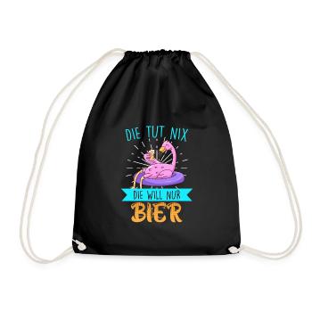 Die tut nix die will nur Bier Flamingo - Turnbeutel - Schwarz - Vorne