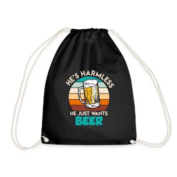 He doesn't do anything he just wants to drink beer Beer drinker - Drawstring Bag - black - Front