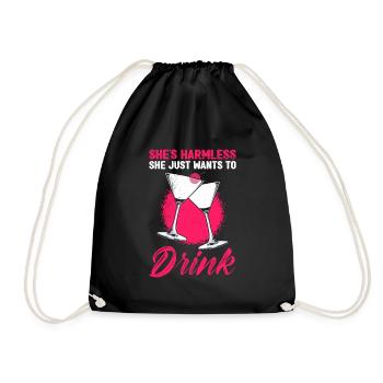 She doesn't do anything who just wants to drink party mall - Drawstring Bag - black - Front