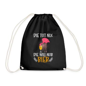 Die will nur Bier saufen Malle Flamingo Party - Turnbeutel - Schwarz - Vorne
