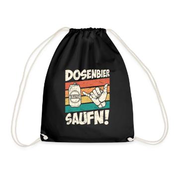 Dosenbier saufn Bier saufen Biertrinker - Turnbeutel - Schwarz - Vorne