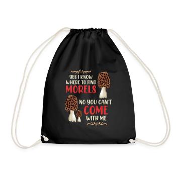 I know the best morel places - Drawstring Bag - black - Front