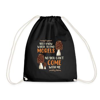I know the best morel places - Drawstring Bag - black - Front