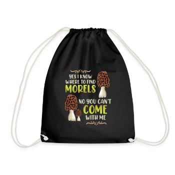 I know the best morel places - Drawstring Bag - black - Front