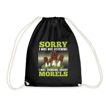 Morel Collector Mushroom Picker - Drawstring Bag - black - Front