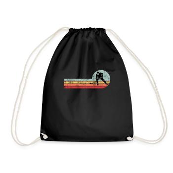 Retro Eishockey - Turnbeutel - Schwarz - Vorne
