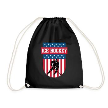 Eishockey USA Eishockeyspieler - Turnbeutel - Schwarz - Vorne