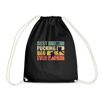 Best Pucking Dad Ever Eishockey Papa - Turnbeutel - Schwarz - Vorne