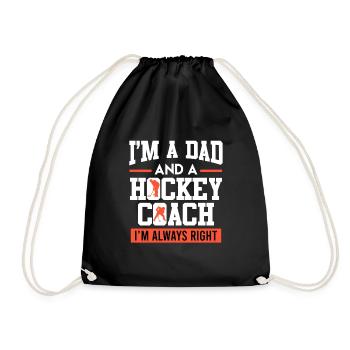 Dad and Hockey Coach Ice Hockey Dad - Drawstring Bag - black - Front