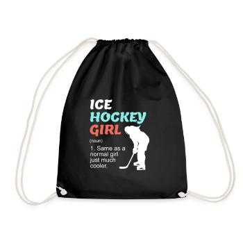 Ice Hockey Girl Damen Eishockey - Turnbeutel - Schwarz - Vorne