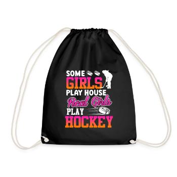 Real Girls Play Hockey Spielerin - Turnbeutel - Schwarz - Vorne