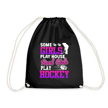 Real Girls Play Hockey Spielerin - Turnbeutel - Schwarz - Vorne