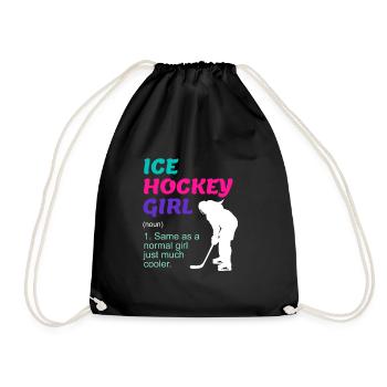 Ice Hockey Girl Damen Eishockey - Turnbeutel - Schwarz - Vorne