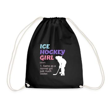 Ice Hockey Girl Damen Eishockey - Turnbeutel - Schwarz - Vorne