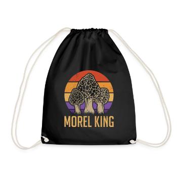 Morel King Mushrooms Collect Mushroom Pickers - Drawstring Bag - black - Front