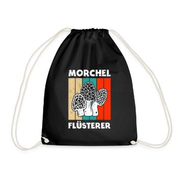 Morchel Flüsterer Pilze Pilzsammler - Turnbeutel - Schwarz - Vorne