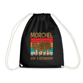 Such & Rettungsteam Morchel Pilzsammler - Turnbeutel - Schwarz - Vorne