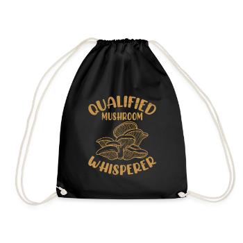 Qualified Mushroom Whisperer Mushroom Picker - Drawstring Bag - black - Front