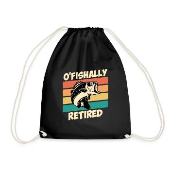 O Fishally retired pension angler retirement - Drawstring Bag - black - Front