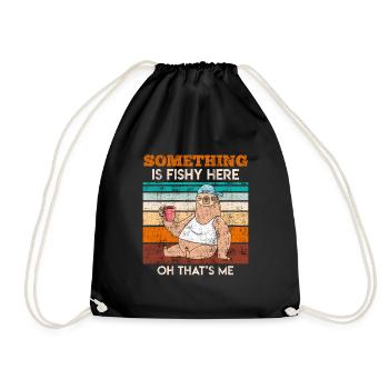 something is lazy here oh that's me - Drawstring Bag - black - Front