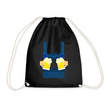 Fake Hosenträger Lederhosen Bayern Bier Trachten - Turnbeutel - Schwarz - Vorne