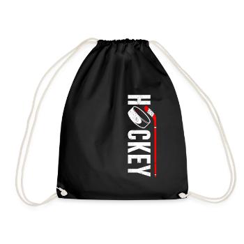 Ice Hockey Puck Hockey Sticks - Drawstring Bag - black - Front