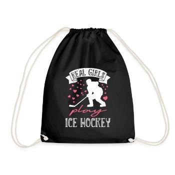 Les vraies filles jouent au hockey sur glace - Sac de sport léger - noir - Devant