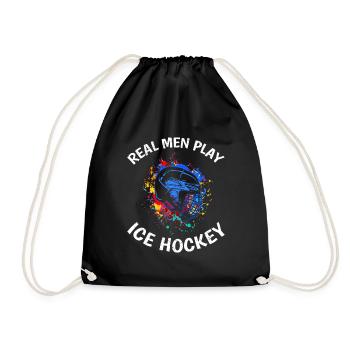 Echte Männer spielen Eishockey - Turnbeutel - Schwarz - Vorne