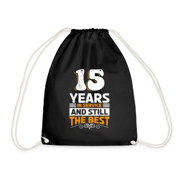 Company anniversary 15 years in service - Drawstring Bag - black - Front