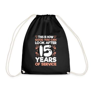 Company anniversary 15 years service anniversary - Drawstring Bag - black - Front