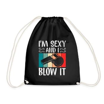 I am sexy & i blow it ladies referee - Drawstring Bag - black - Front