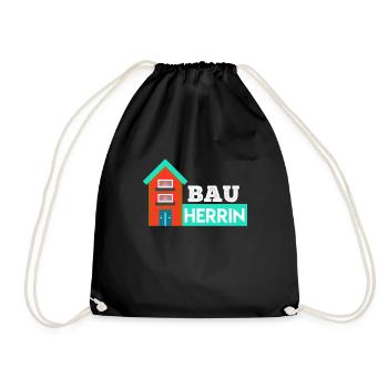 Bauherrin Eigenheim Hausbauer - Turnbeutel - Schwarz - Vorne